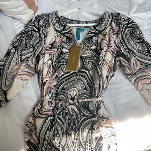 New x small black/cream and pink dress